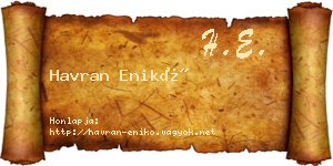 Havran Enikő névjegykártya